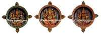 Lakshmi Ganesh Saraswati Circular Wooden Wall Mount Set Lakshmi Ganesh Saraswati Circular Wooden Wall Mount Set
